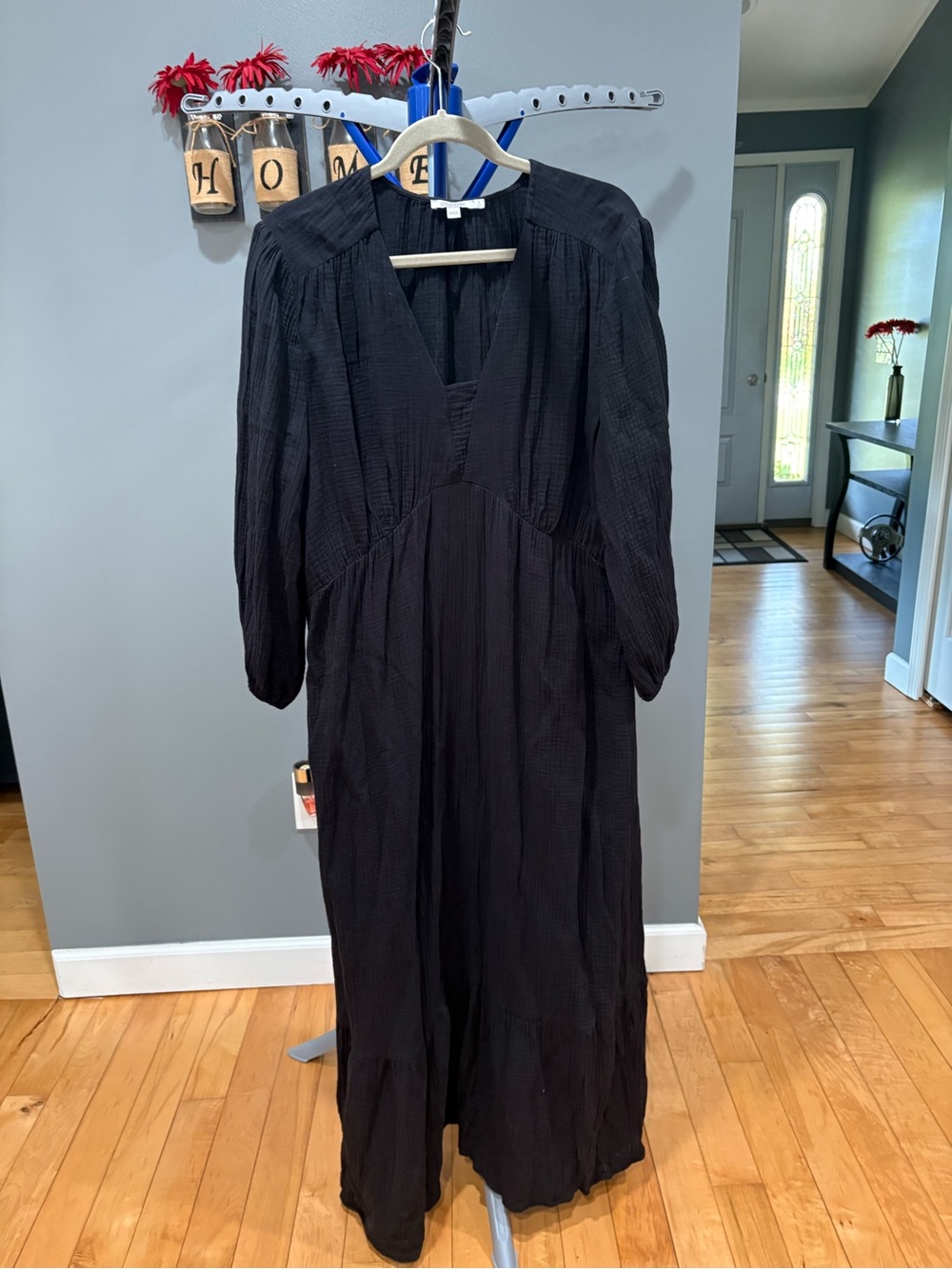 Chico's Black V-Neck Long Sleeve Maxi Dress